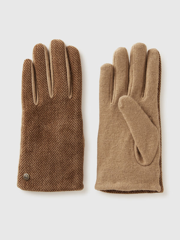 Guantes con textura de espiga Mujer