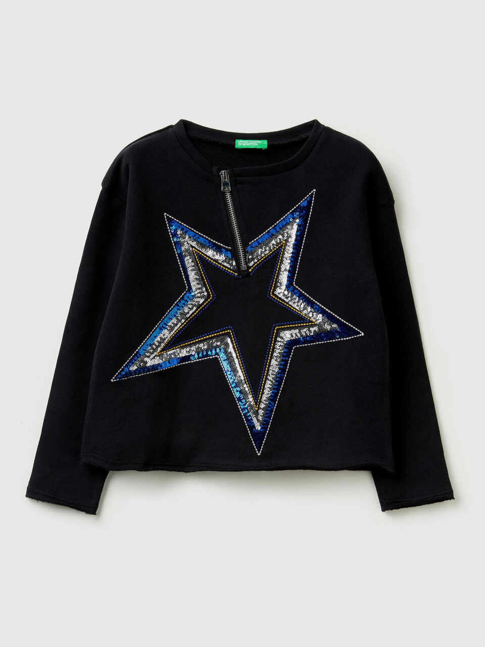 Sudadera con lentejuelas y cremallera image number 1