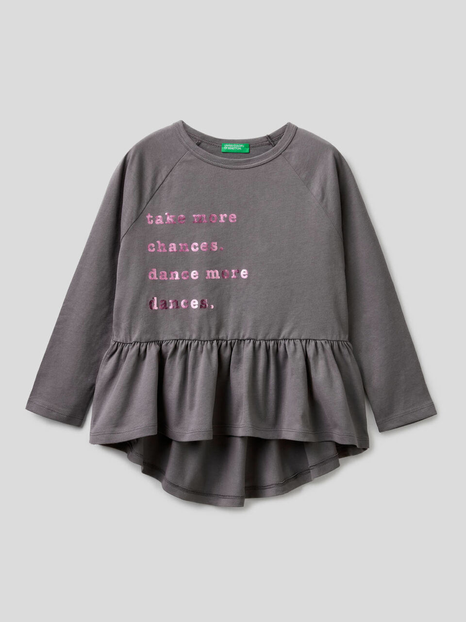 Camiseta con volante y estampado laminado image number 1