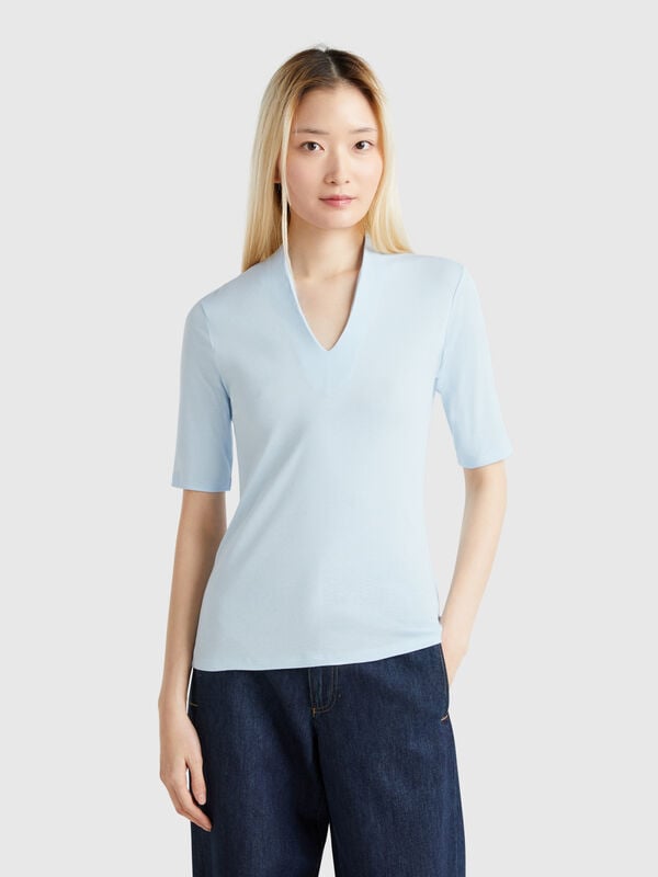 Camiseta slim fit de algodón de fibra larga Mujer