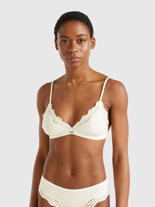 Sujetador triangular con encaje Mujer