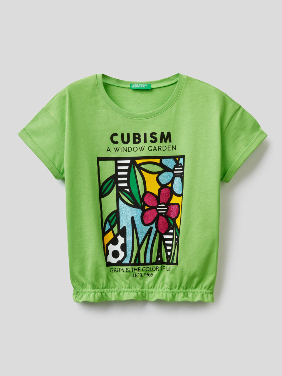Camiseta estampada con bajo elástico image number 1