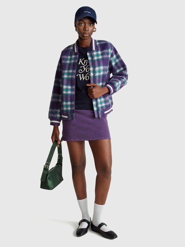 Chaqueta bomber a cuadros Mujer