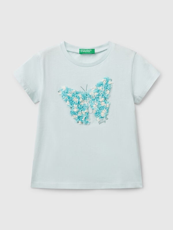 Camiseta con aplicación efecto pétalo Niña