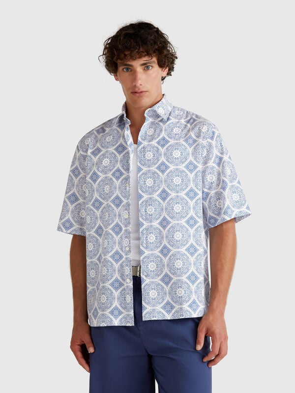 Camisa estampada manga corta Hombre