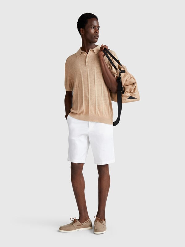 Bermudas chinos de algodón elástico Hombre