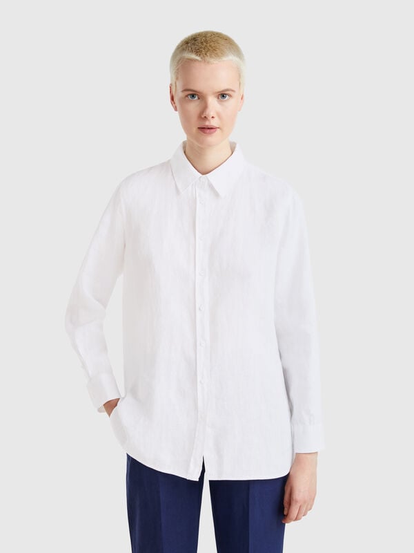 Camisa larga de puro lino Mujer