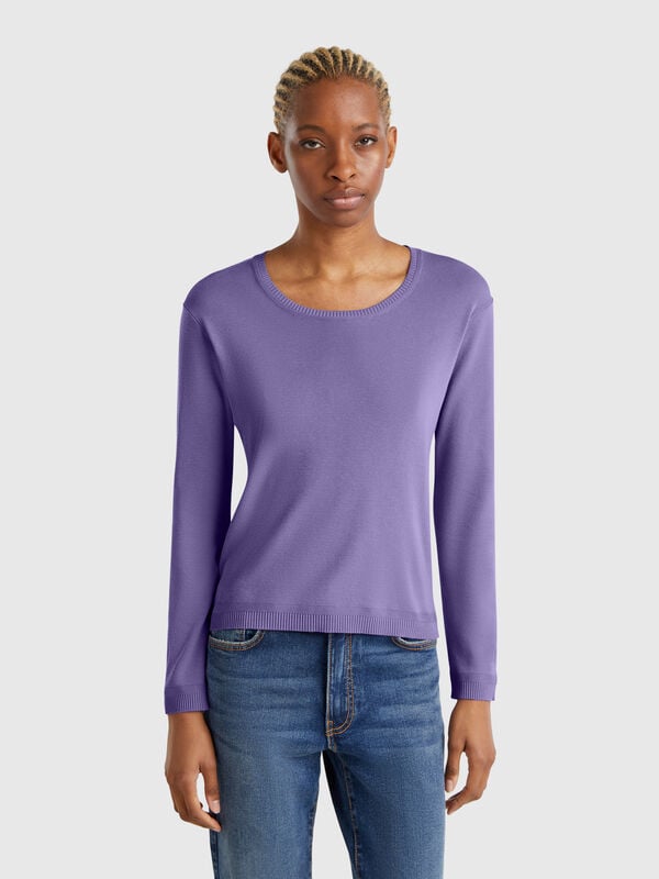 Jersey de cuello redondo de 100 % algodón Mujer