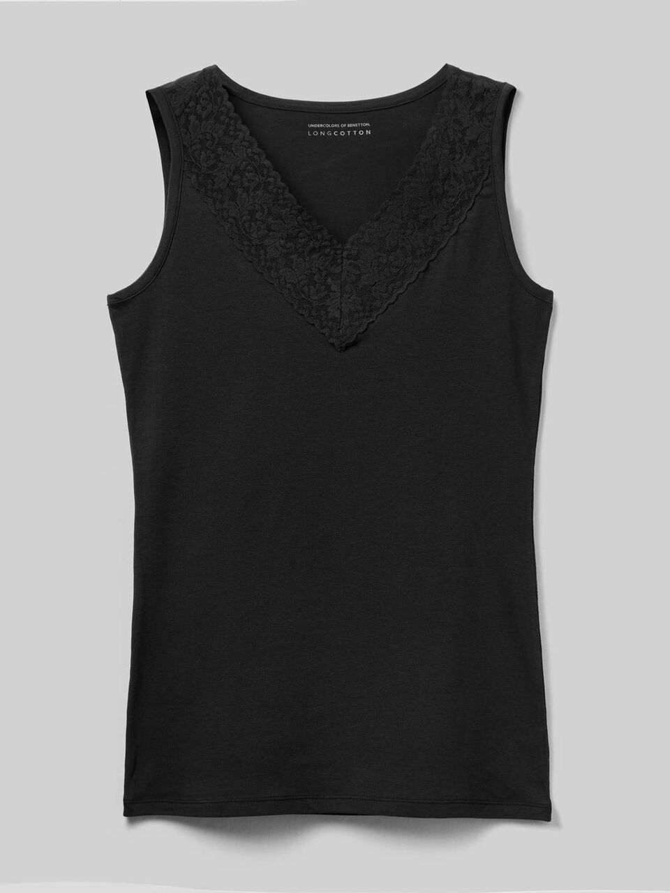 Camiseta de tirantes con escote de pico de encaje image number 1