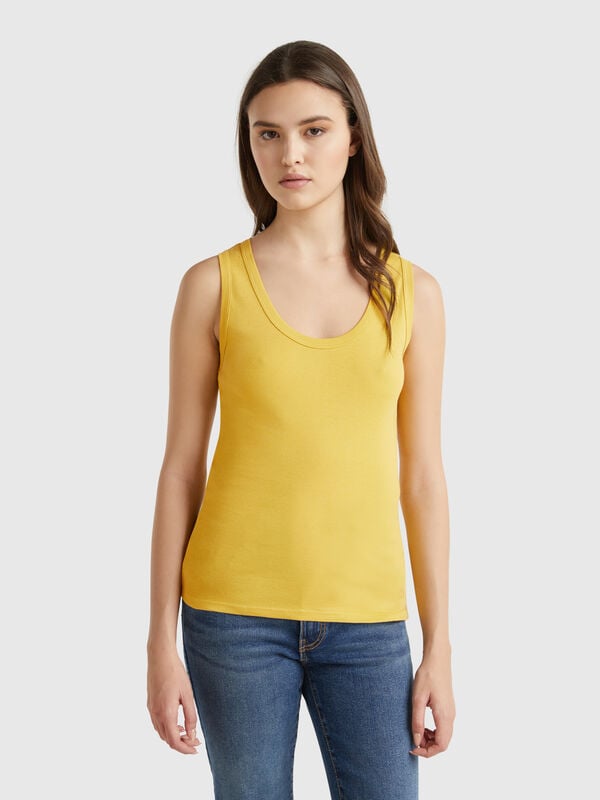 Camiseta de tirantes mostaza de puro algodón Mujer