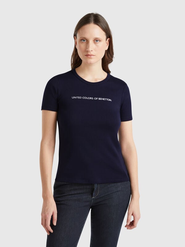 Camiseta de 100 % algodón con estampado de logotipo con glitter Mujer