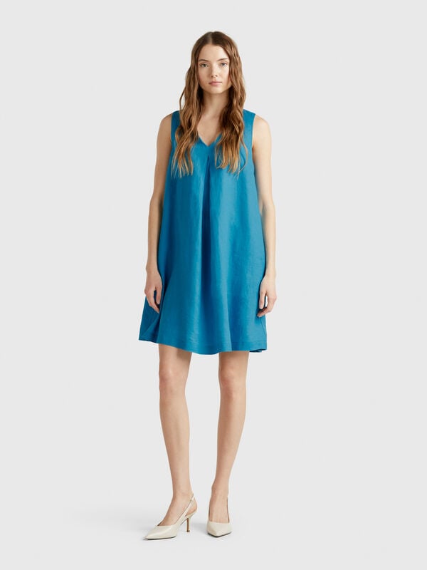Vestido sin mangas de puro lino Mujer