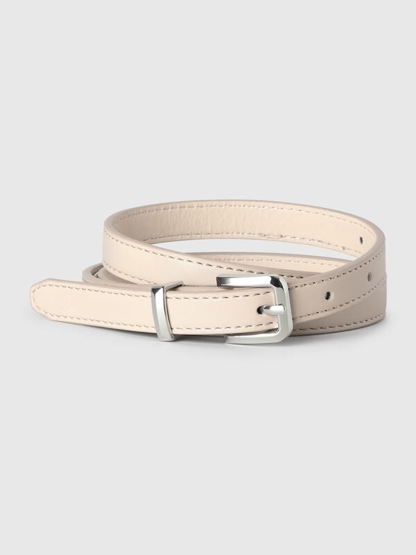 Cinturón fino beige Mujer