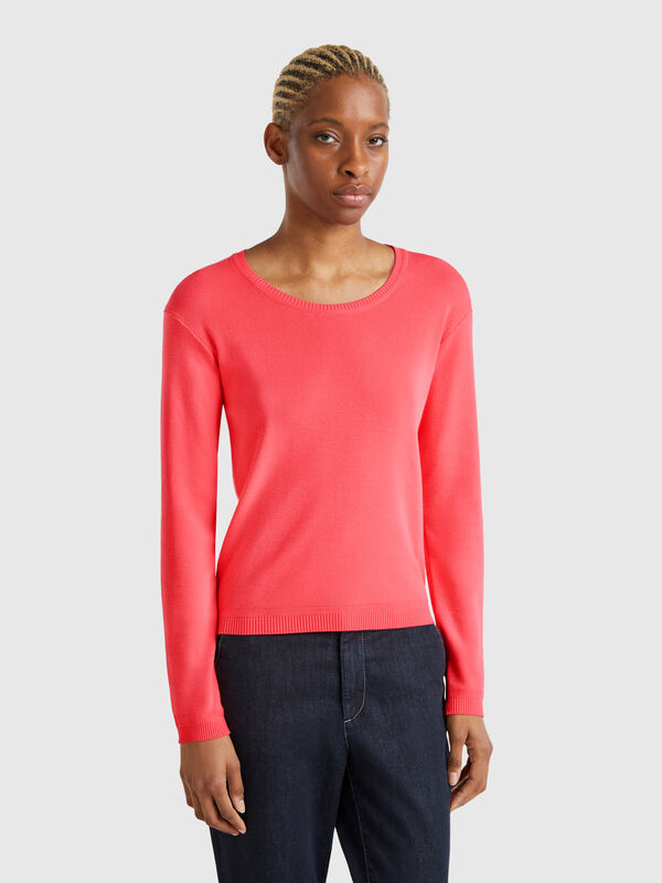 Jersey de cuello redondo de 100 % algodón Mujer