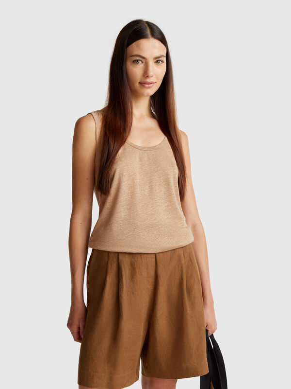 Camiseta de tirantes de puro lino Mujer