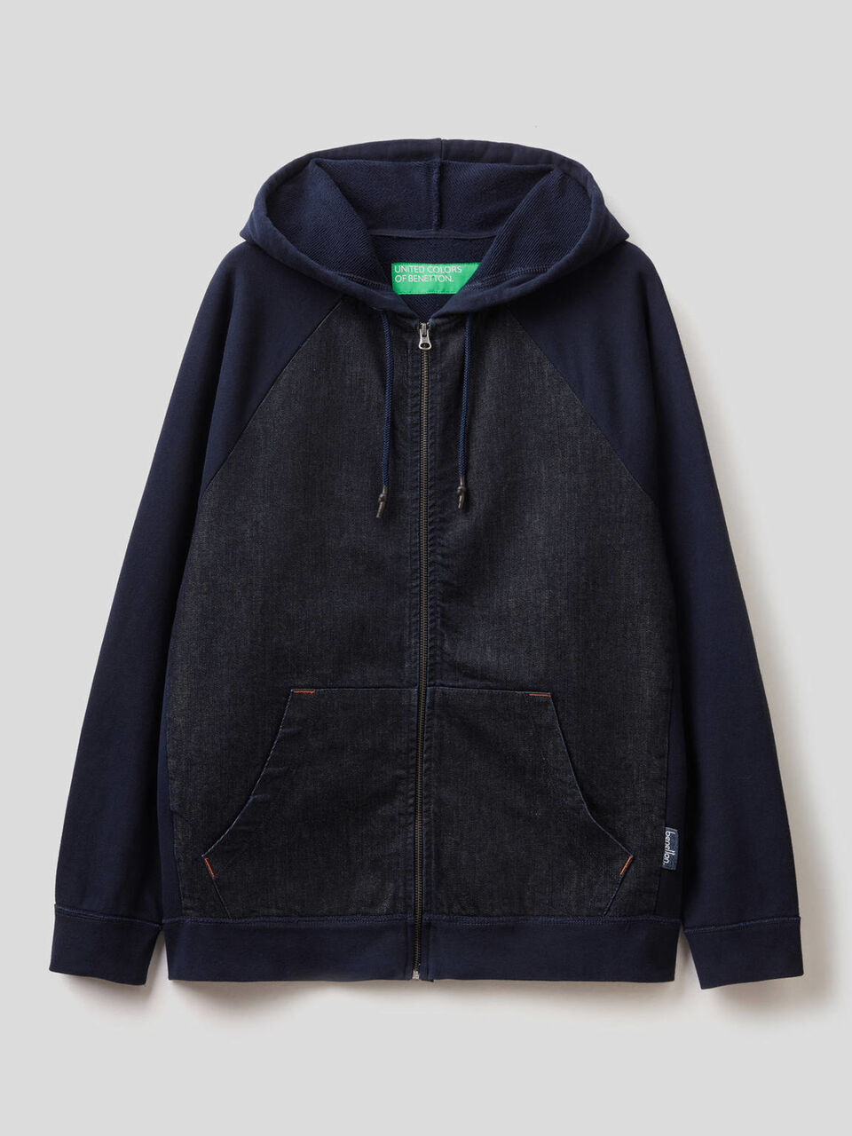 Sudadera con capucha e inserción vaquera image number 1