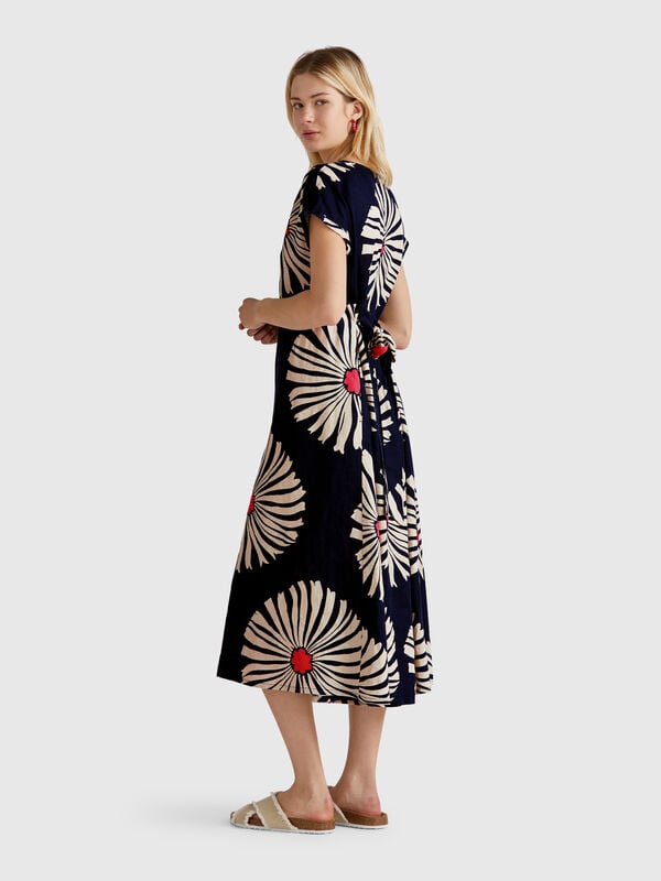 Vestido de lino estampado Mujer