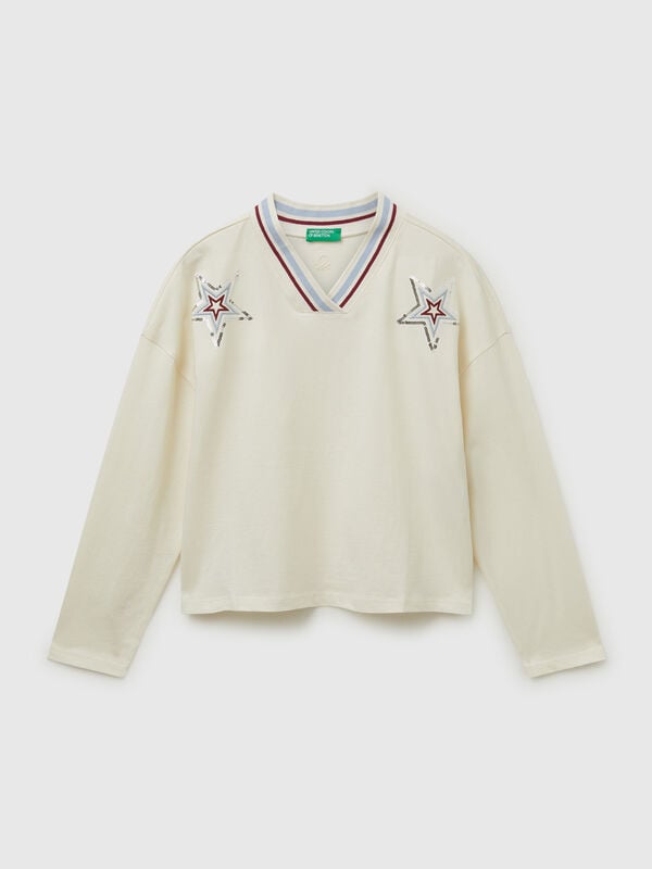 Camiseta con bordado de lentejuelas Niña