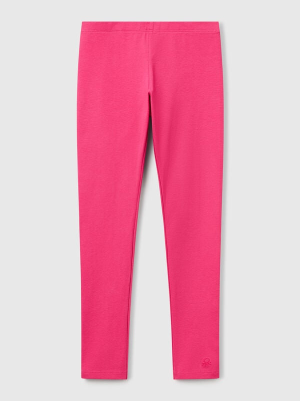 Leggings de algodón elástico con logotipo Niña