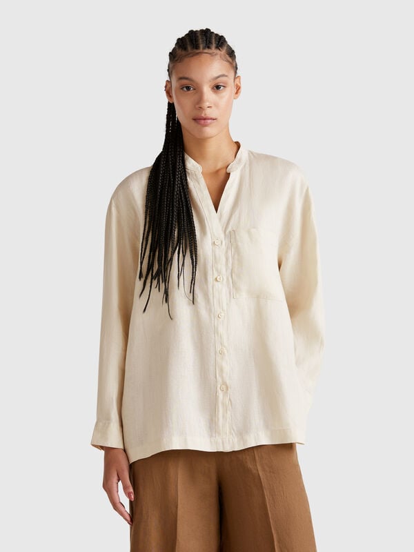 Camisa oversize de puro lino Mujer