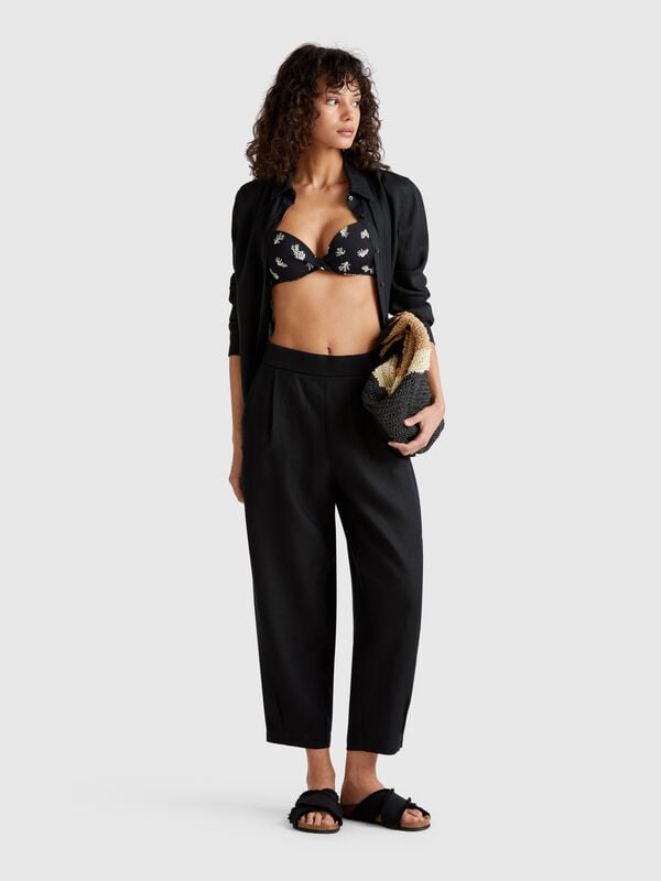 Pantalón suave de puro lino Mujer