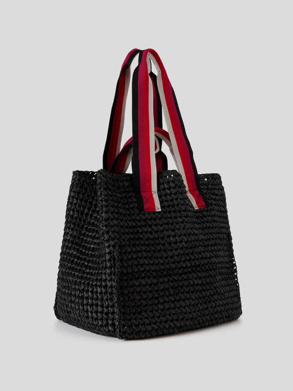 Bolso de efecto paja con asas de rayas image number 2
