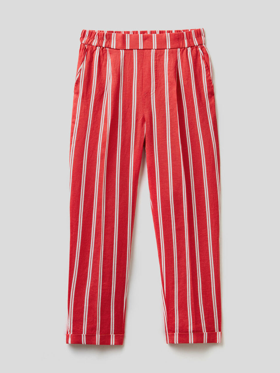 Pantalón de 100% lino con estampado image number 1