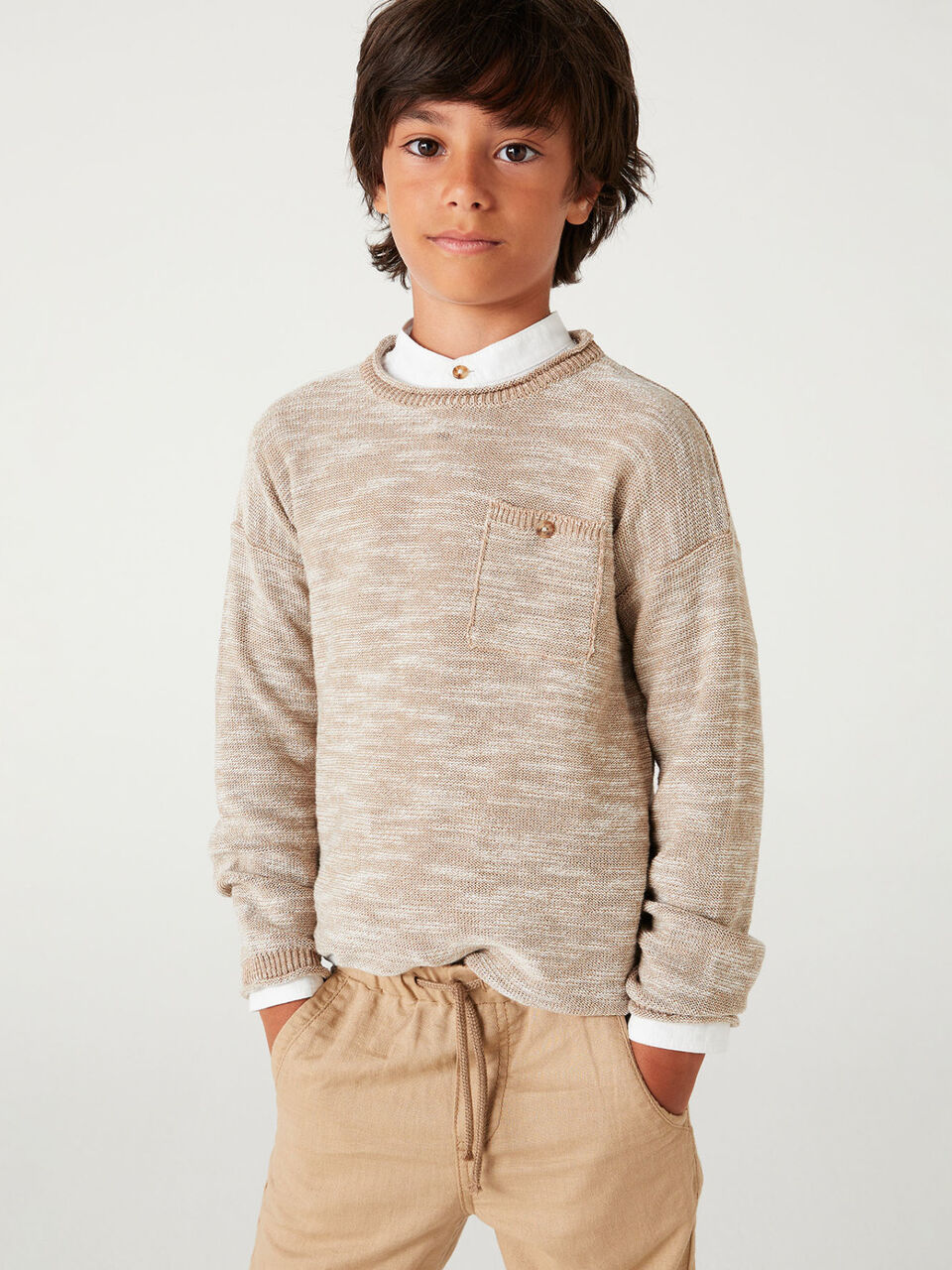 Jersey de lino mixto con bolsillo image number 1