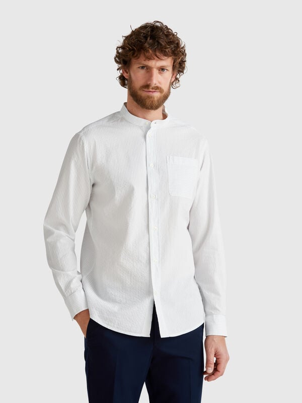 Camisa coreana a rayas Hombre
