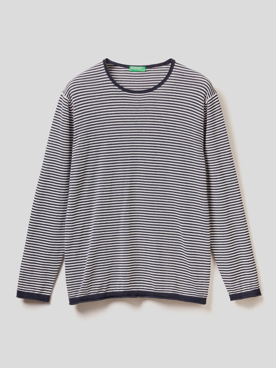 Jersey de rayas finas con cuello redondo image number 1