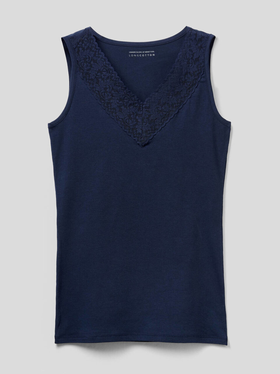 Camiseta de tirantes con escote de pico de encaje image number 1