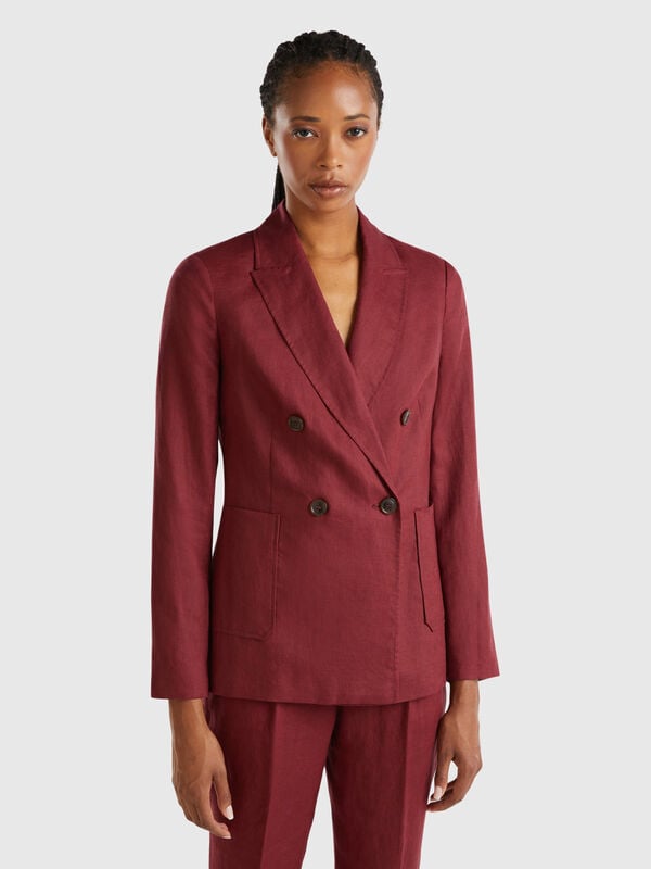 Blazer cruzado de puro lino Mujer