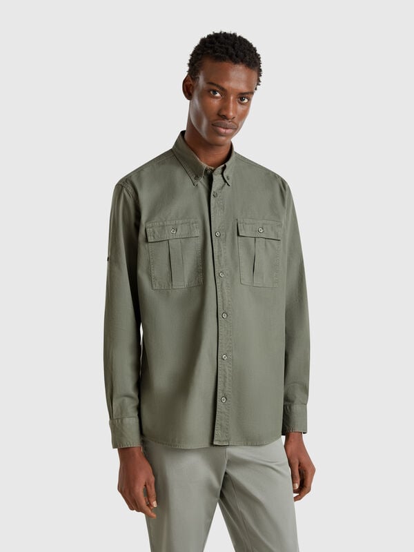 Camisa ajustada con botones Hombre