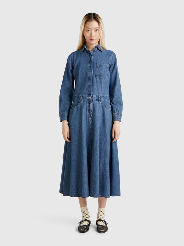 Vestido camisero vaquero Mujer
