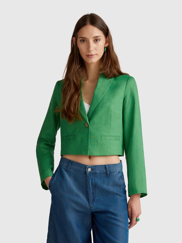 Chaqueta corta de puro lino Mujer