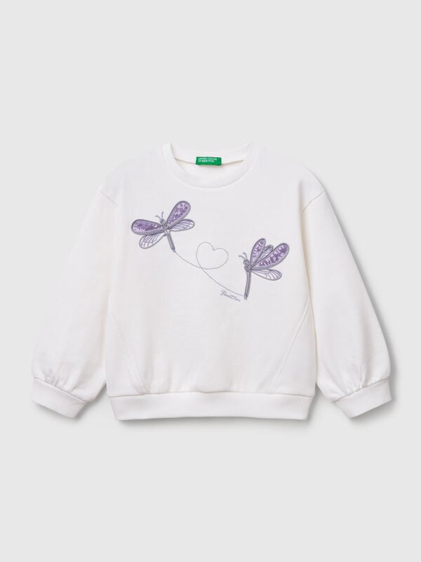 Sudadera de cuello redondo con lentejuelas Niña