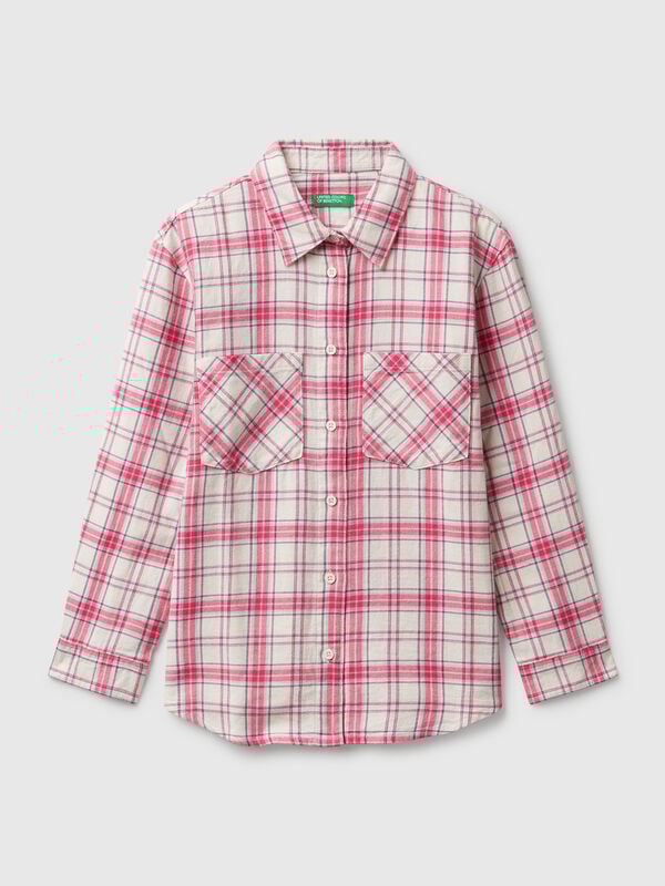 Camisa de cuadros con bolsillos Niña