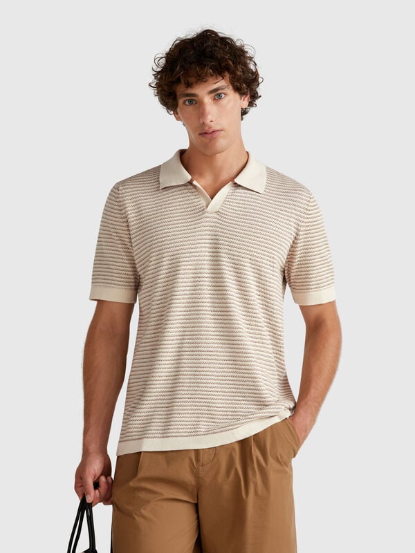 Polo jaspeado de puro algodón Hombre