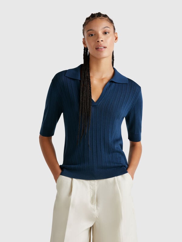 Polo de punto de manga corta Mujer