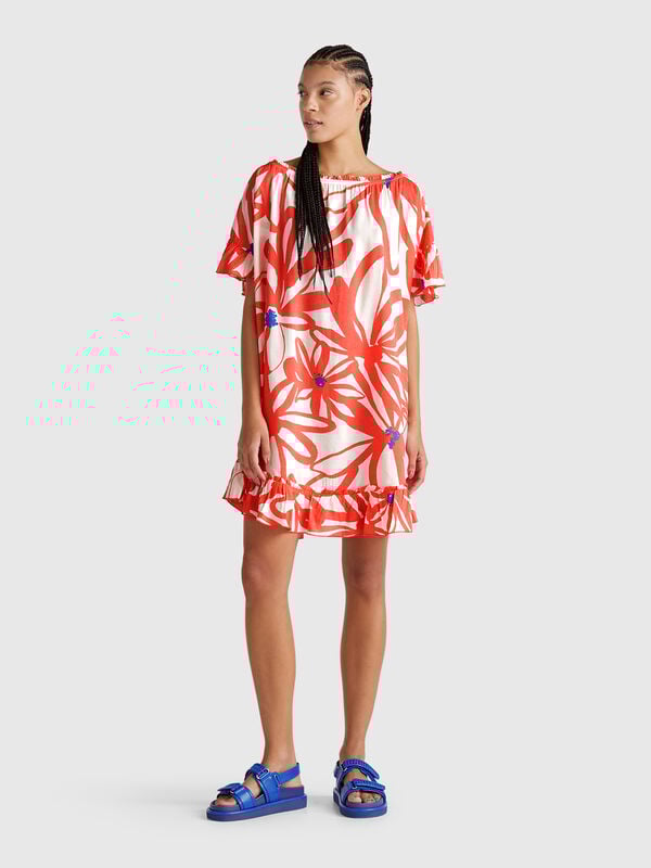 Caftán con estampado floral Mujer