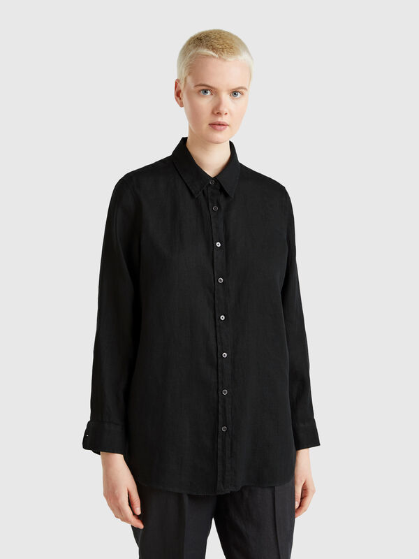 Camisa larga de puro lino Mujer