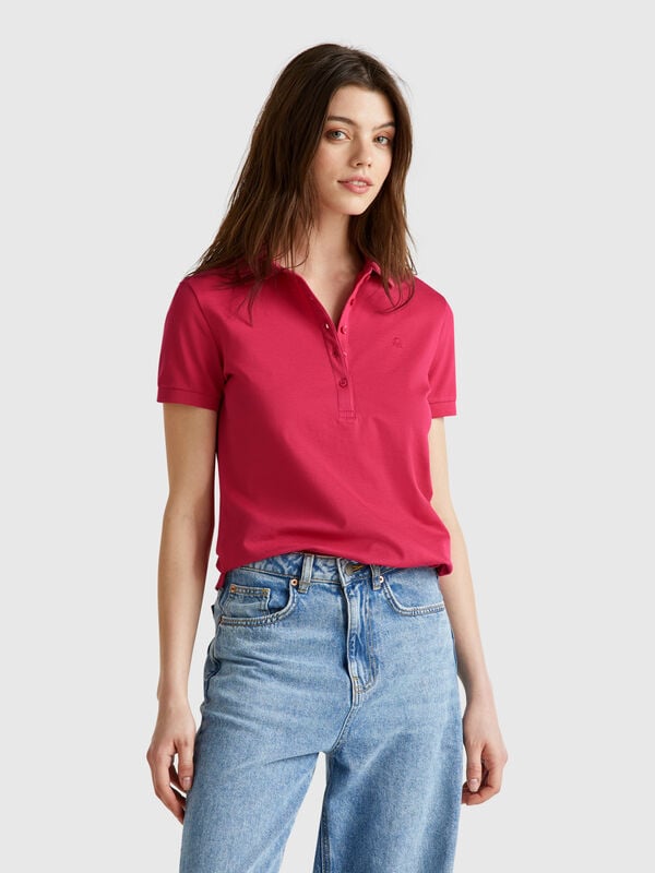 Polo slim fit de algodón elástico Mujer