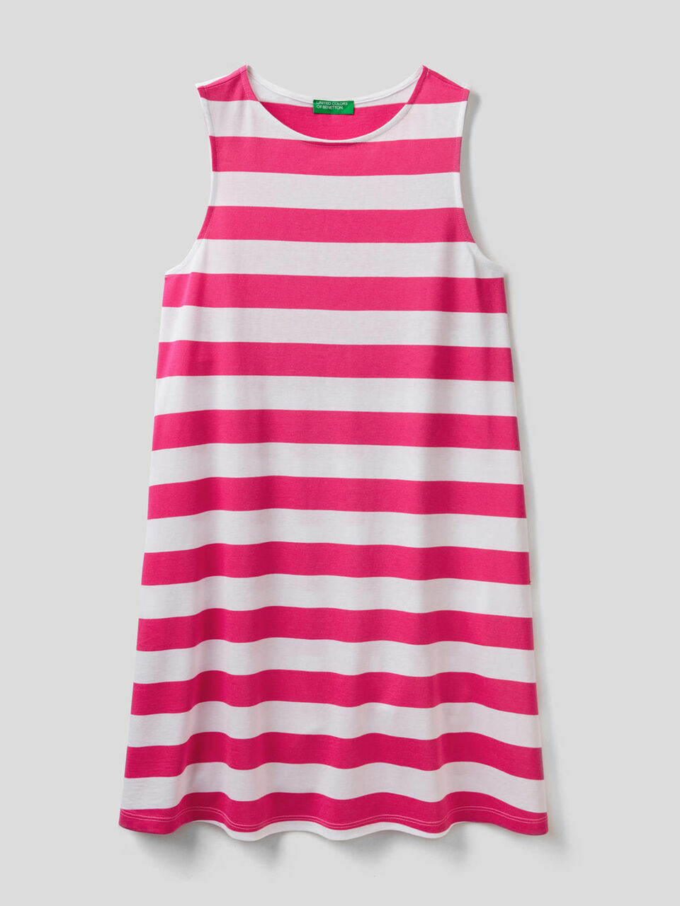 Vestido corto de rayas sin mangas image number 1
