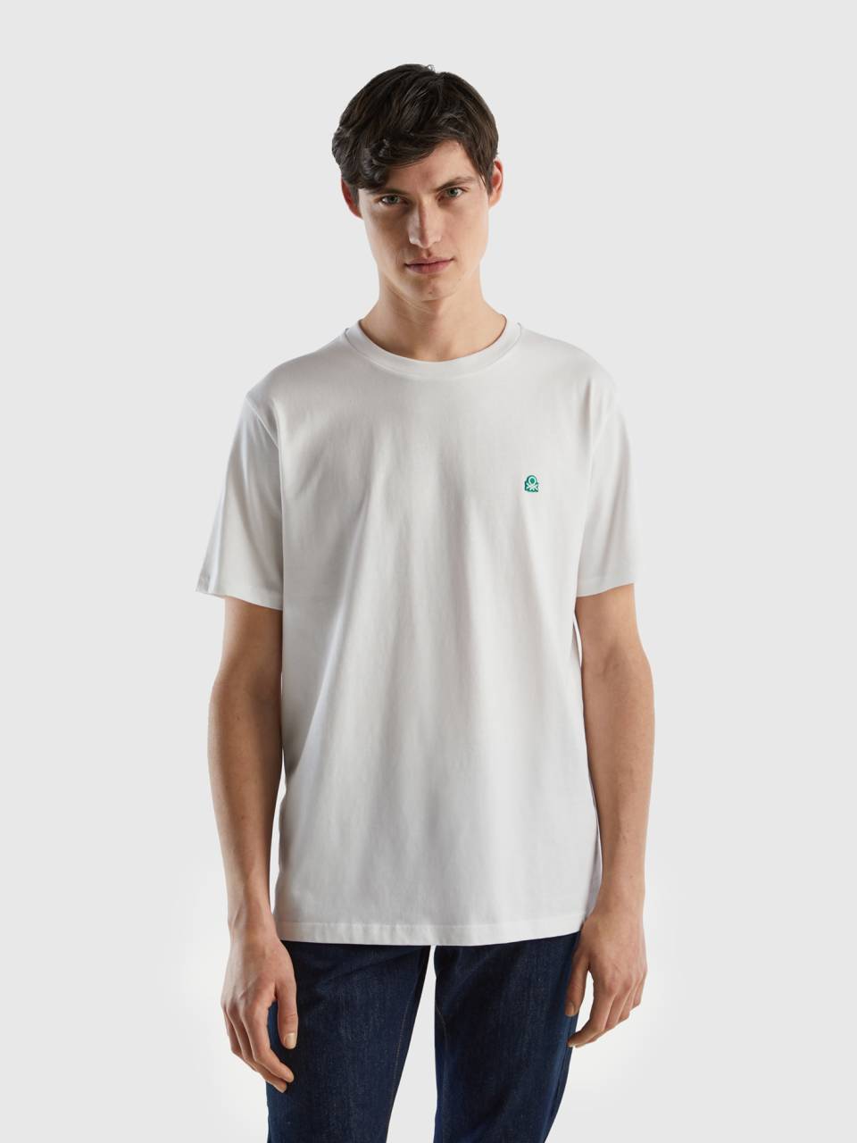 Camiseta b sica de 100 algod n org nico Blanco Benetton
